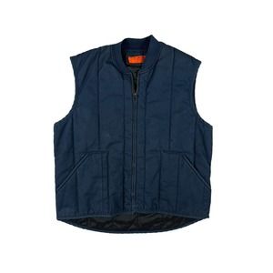 VTG Red Map Quilted Utility Work Vest‎ Men Sz XL-REG Navy Blue